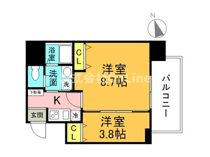 ヴィラ・セレーノ玉造本町(2K/11階)の間取り写真