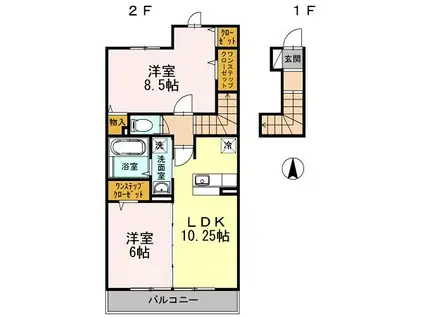日吉グリーンヒルズII(2LDK/2階)の間取り写真