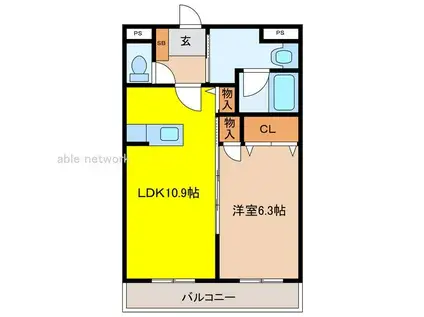 テルマ・オリゾンIII(1LDK/5階)の間取り写真