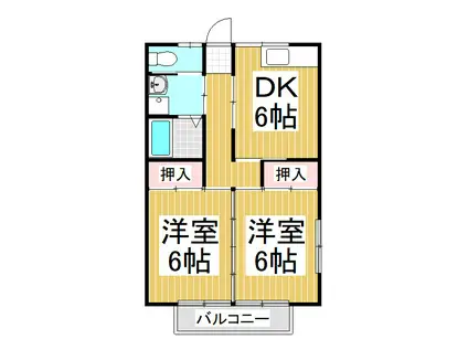 第2ハイツ山本(2DK/1階)の間取り写真