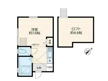 ジーエーヒルズ和田町(ワンルーム/2階)の間取り写真