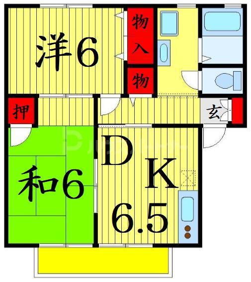 セントパークハイツ B(2DK/2階)の間取り写真