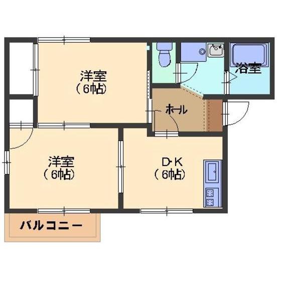 ガーデンハイム(2DK/2階)の間取り写真
