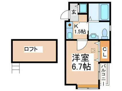グリーンコート長津田(1K/1階)の間取り写真
