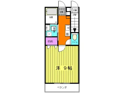 松柏ハイツ荻窪(1K/1階)の間取り写真