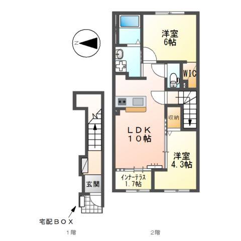 ベラ・カーサ(2LDK/2階)の間取り写真