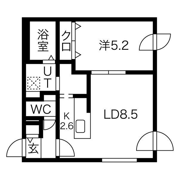 ミカエルアルファ(1LDK/2階)の間取り写真