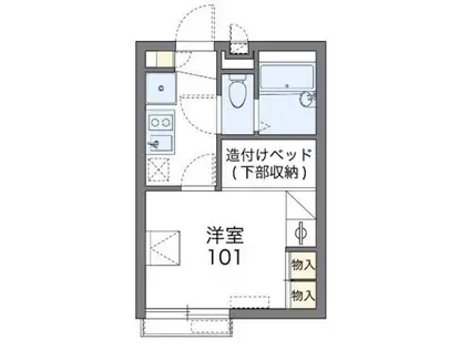 レオパレス多摩ハッピーランド(1K/1階)の間取り写真