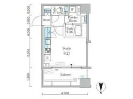 パークキューブ亀戸(ワンルーム/7階)の間取り写真