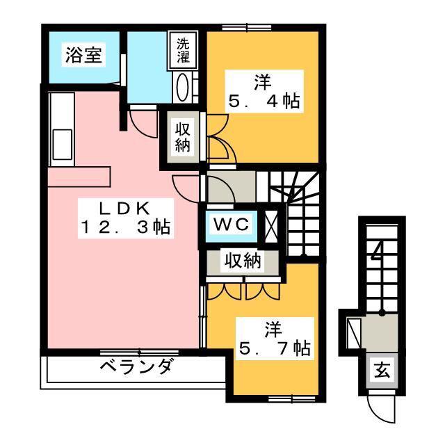 グランチェスタI(2LDK/2階)の間取り写真