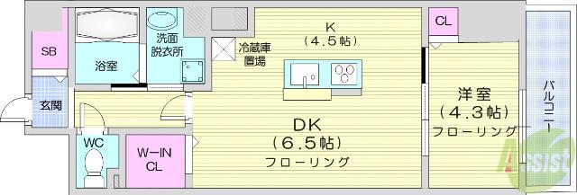 タウンイーストガン(1LDK/2階)の間取り写真
