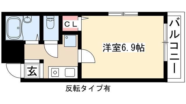 地下鉄東山線 池下駅 徒歩2分 4階建 築20年(1K/3階)の間取り写真