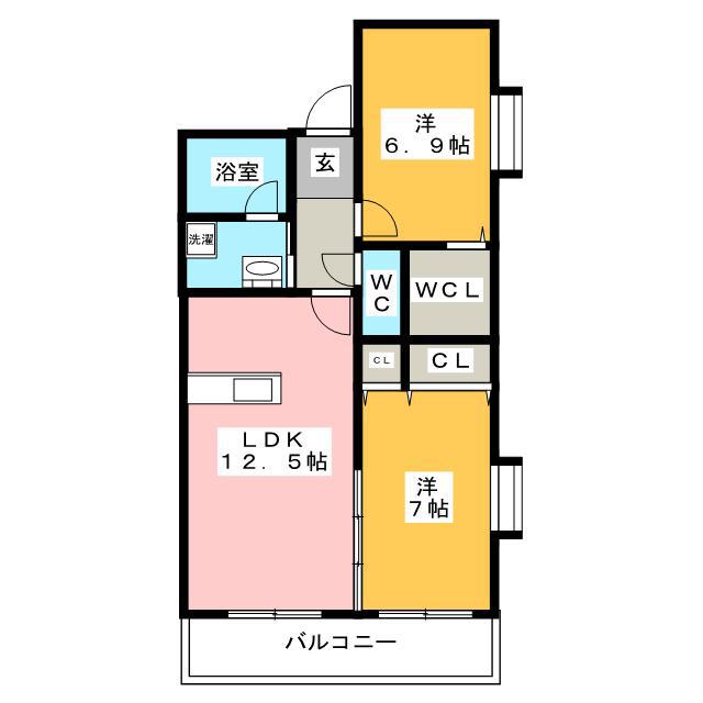 ドルフ中田本町(2LDK/1階)の間取り写真
