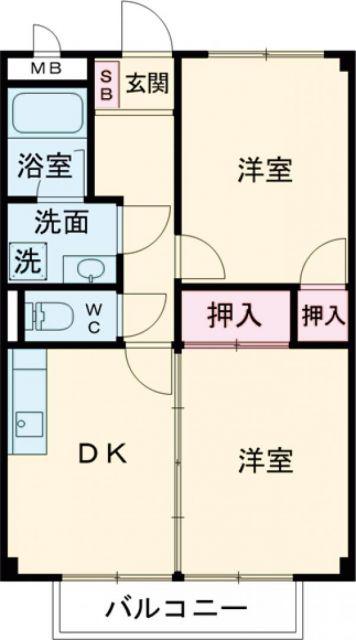 SURPLUSベルーガ A棟(2DK/2階)の間取り写真