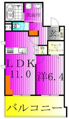 VICTOIRE 南流山(1LDK/6階)の間取り写真