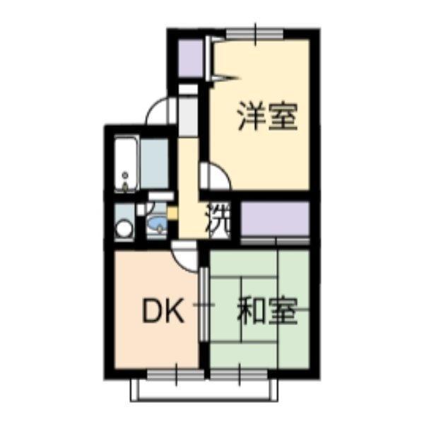 グリーンライト(2DK/1階)の間取り写真