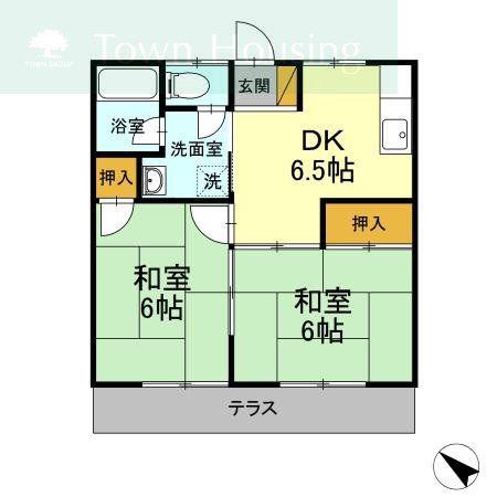 第5早川ハウス(2DK/1階)の間取り写真
