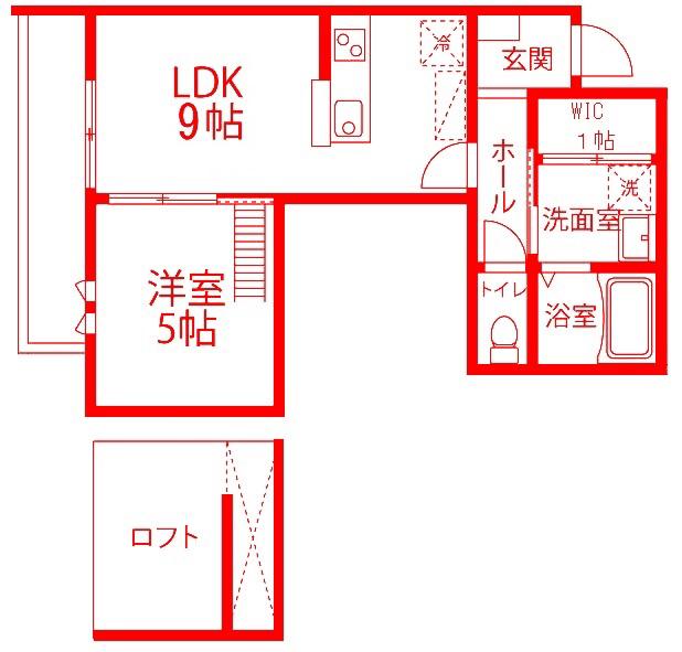 バウハウス2 -BAUHAUS(1LDK/2階)の間取り写真