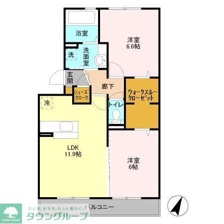 TIARAII(2LDK/3階)の間取り写真