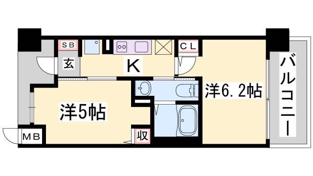 エステムプラザ神戸西Vミラージュ(2K/4階)の間取り写真