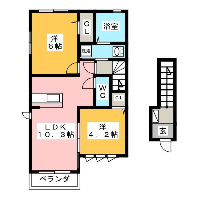 ディアコート正木(2LDK/2階)の間取り写真