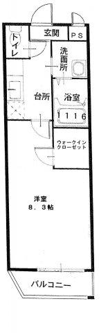 フジパレス新深江(1K/1階)の間取り写真