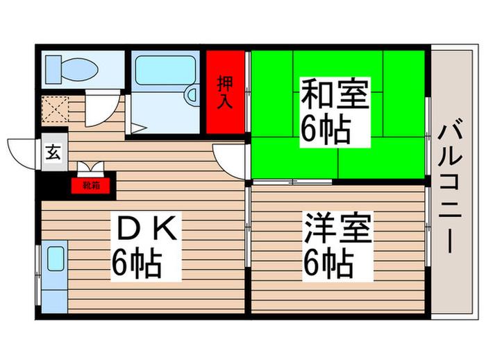エステートピアグレイス(2DK/2階)の間取り写真