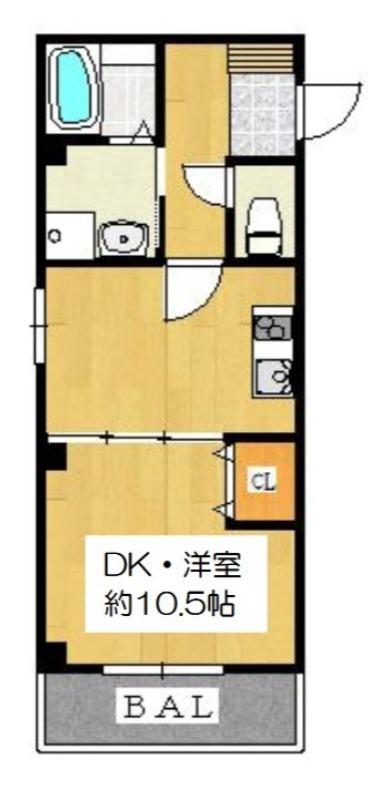 CASA DI LUCE(1DK/2階)の間取り写真