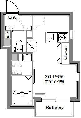 グランシルク小山台(ワンルーム/2階)の間取り写真
