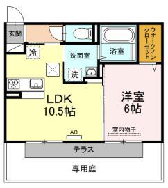 パームツリ―A(1LDK/1階)の間取り写真