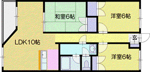 アーバンライフI(3LDK/3階)の間取り写真