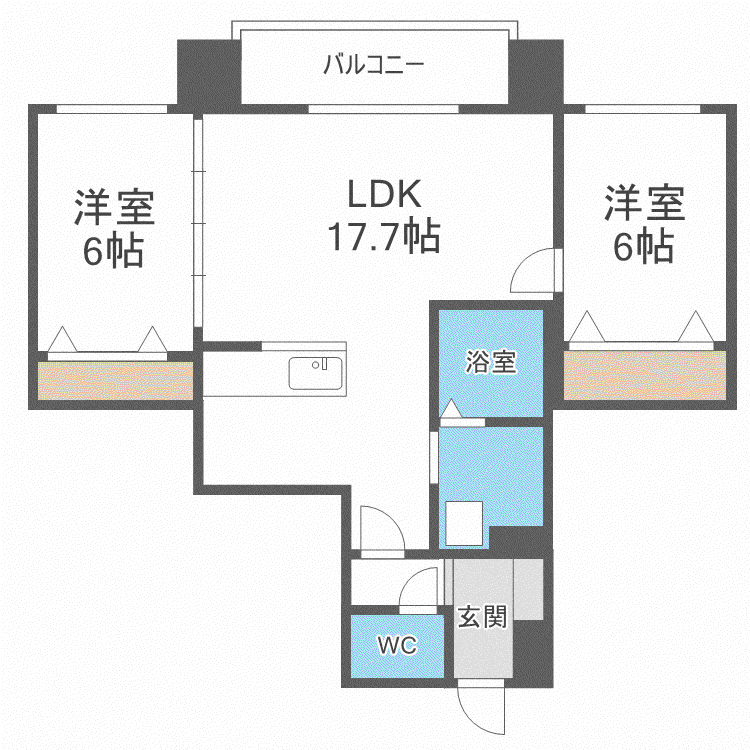ジュビリー平岸(2LDK/5階)の間取り写真