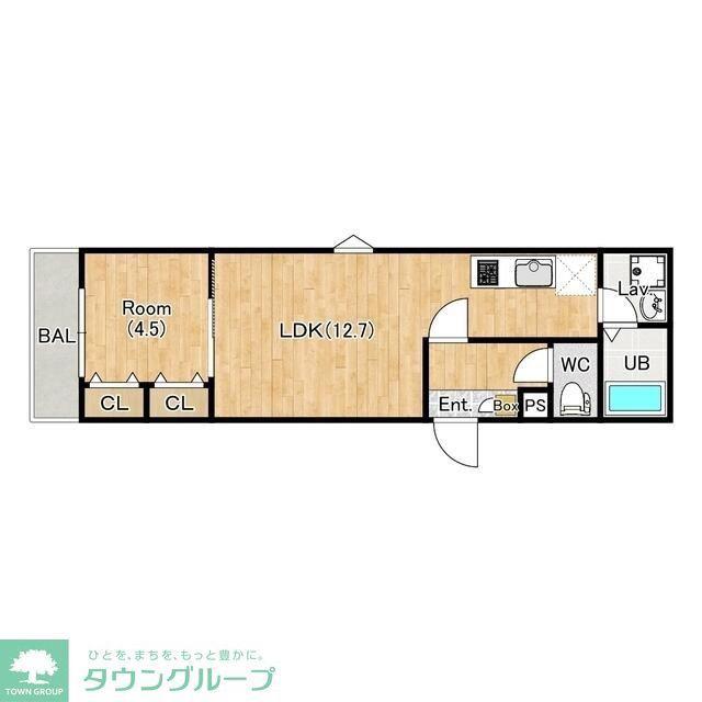 ジーメゾン千葉村田町エベッラ(1LDK/2階)の間取り写真