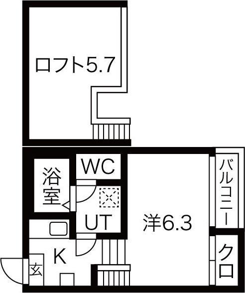 LINO(1K/1階)の間取り写真