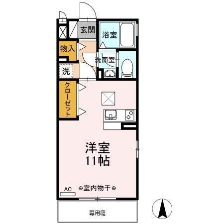メゾングランデス(ワンルーム/1階)の間取り写真