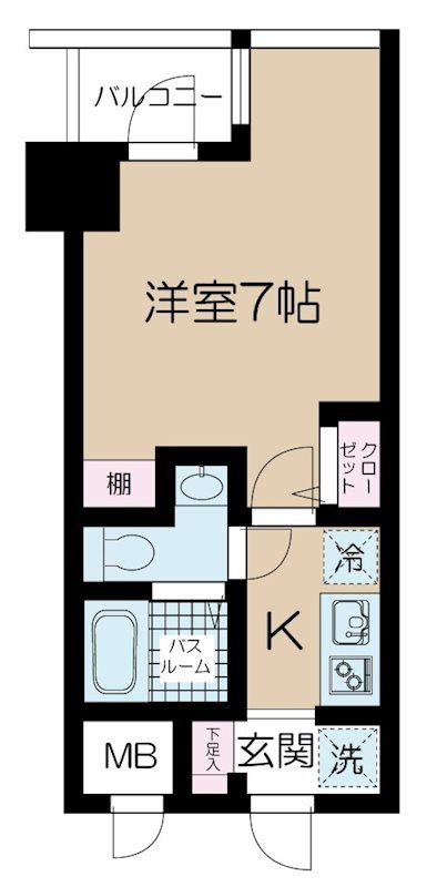 アクシルコート新大橋(1K/2階)の間取り写真