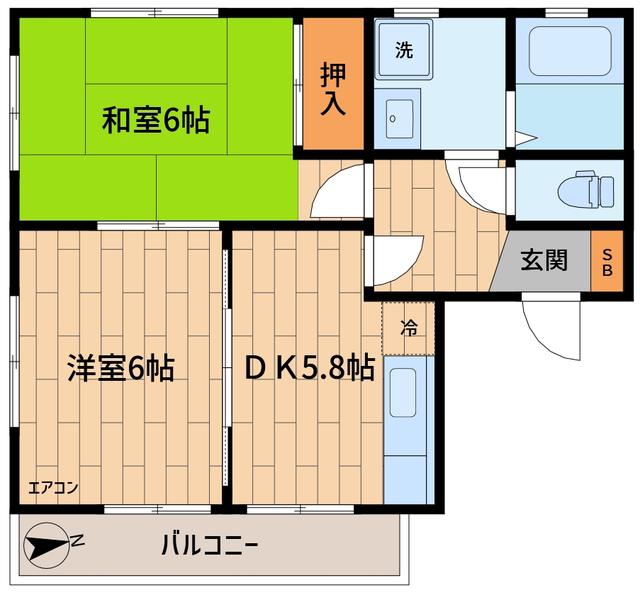 コンフォート・ビラ(2DK/2階)の間取り写真