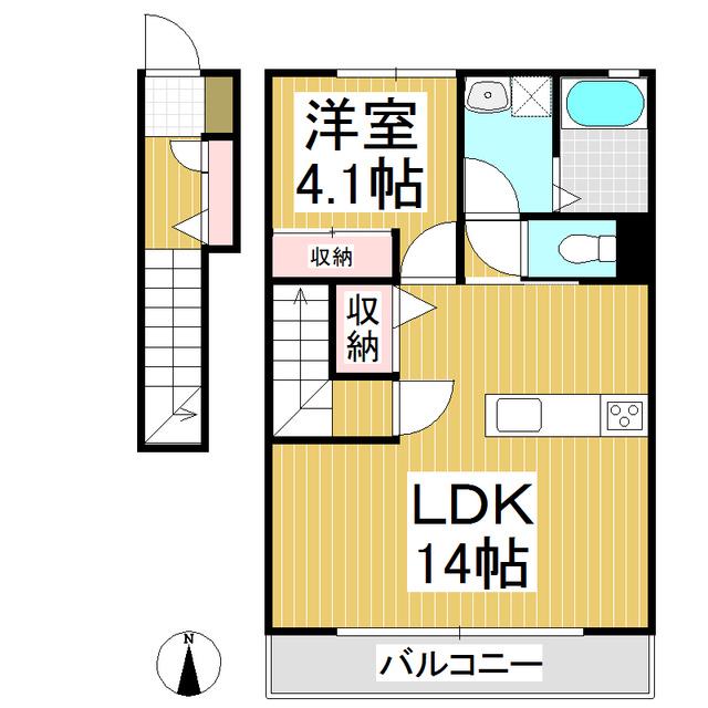 Wベリー(1LDK/2階)の間取り写真