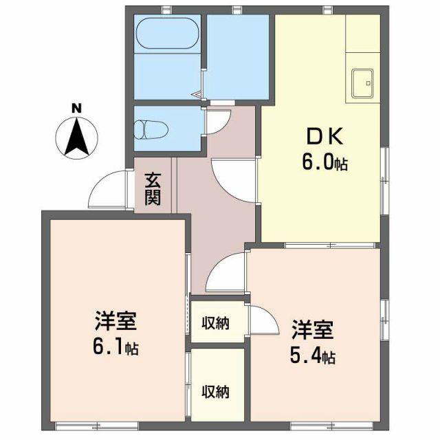 JR和歌山線 岩出駅 徒歩60分 2階建 築33年(2DK/1階)の間取り写真
