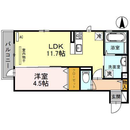 プチアングル(1LDK/2階)の間取り写真