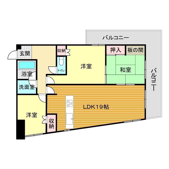 インペリアル下関(3LDK/4階)の間取り写真