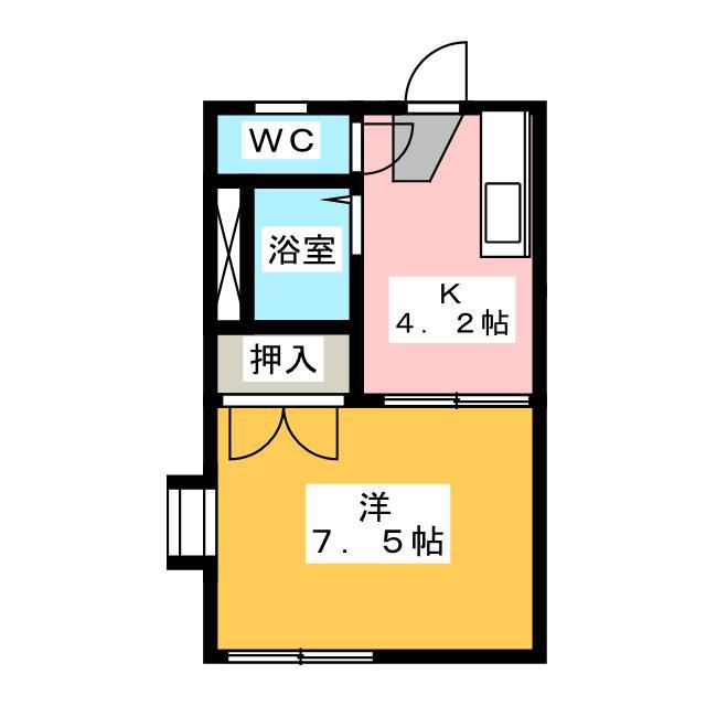 フェアリーミサキB棟(1K/1階)の間取り写真