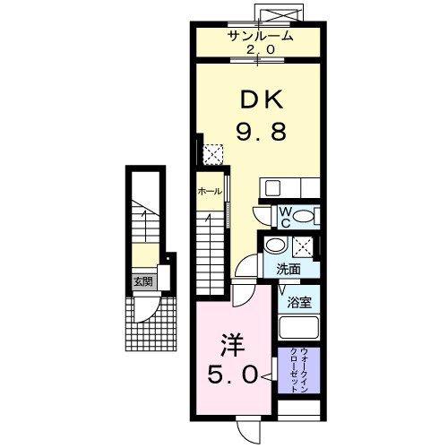 パークサイド I(1LDK/2階)の間取り写真