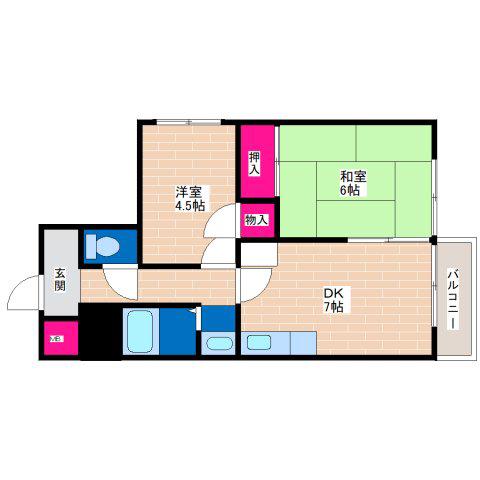 井本マンション(2DK/2階)の間取り写真