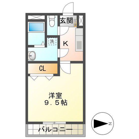 メゾンモンマルトル2(1K/2階)の間取り写真