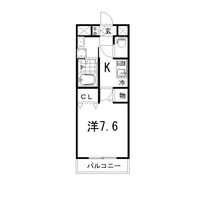 サニープレイス 一里山(1K/1階)の間取り写真
