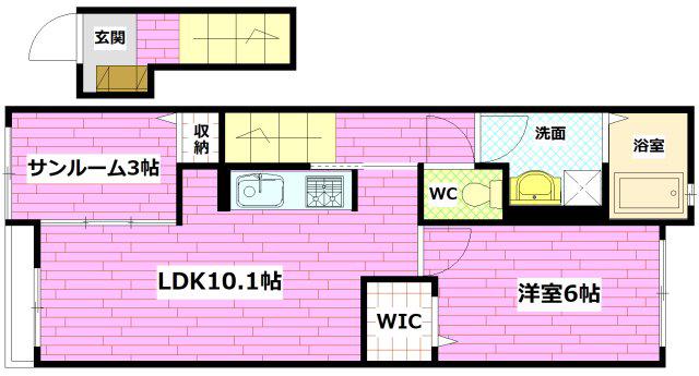 ラルジュ・オロールA(1SLDK/2階)の間取り写真