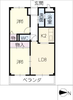 ドレスデン本郷(2LDK/2階)の間取り写真