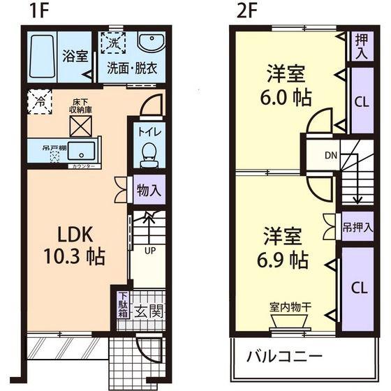LIEN CLAIR(2LDK/1階)の間取り写真