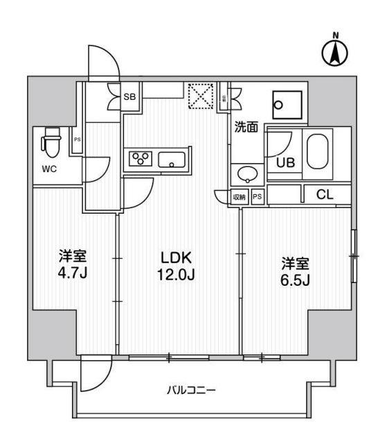 エスタート入谷II(2LDK/13階)の間取り写真